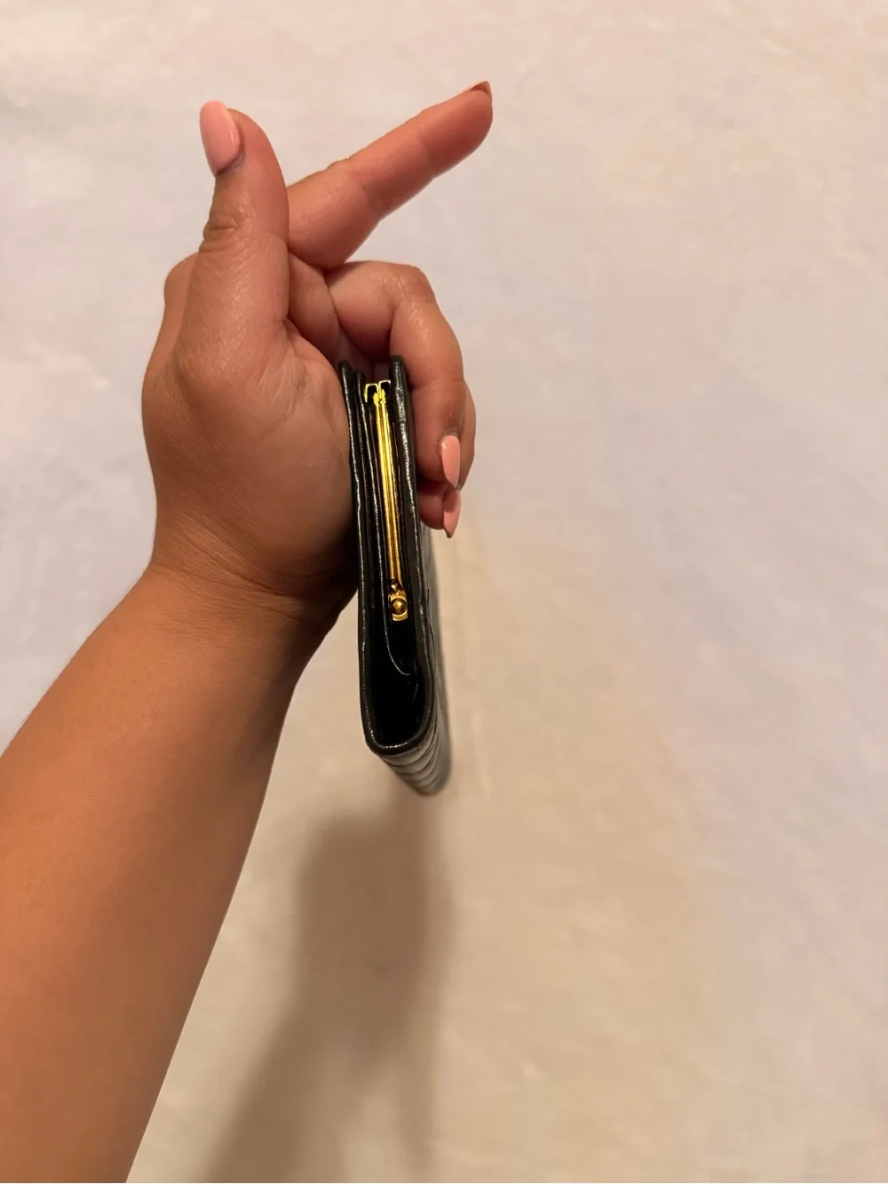 CHANEL No. 4 Lambskin Matelasse Long Wallet Black